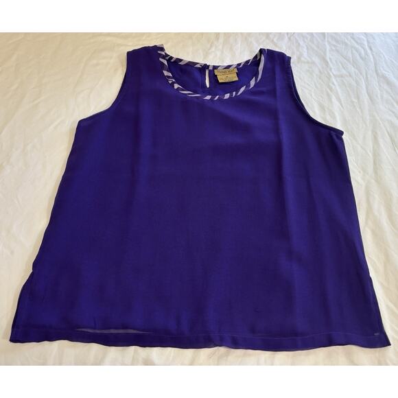 VTG Midnight Velvet Women’s Sz M Blouse Purple Lined Sleeveless Capsule Sleek - Picture 1 of 9